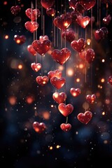 Obraz premium Floating Translucent Hearts - Magical Bokeh-Lit Scene, Valentine's Day Concept