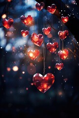 Floating Translucent Hearts - Magical Bokeh-Lit Scene, Valentine's Day Concept