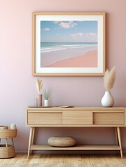 Pastel Beachside Vibes: Vintage Landscape, Sandy Serenity Print