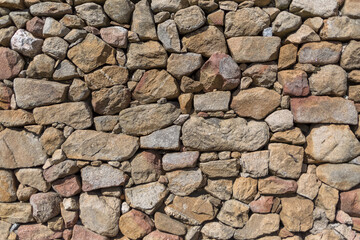 Architecture textures, detailed view of a traditional paired granite masonry, used on a fortress castle wall