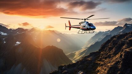 helicopter in the mountains - Powered by Adobe