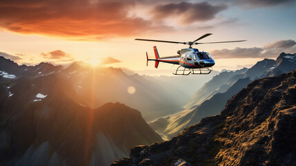 Fototapeta premium helicopter in the mountains