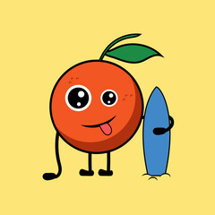 Orange fruit character cartoon vector 