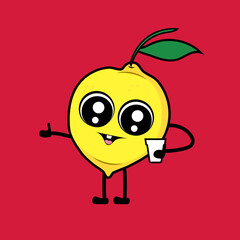 Lemon fruit character cartoon vector 