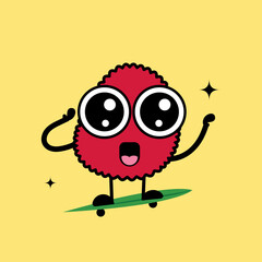 Lychee fruit character cartoon vector