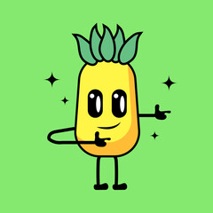 Pineapple fruit character cartoon vector 