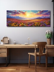 Pure Hilltop Panorama: Sky Meets Wildflower Fields - Stunning Wall Art Decor