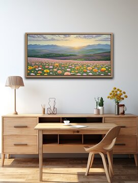 Pure Hilltop Panorama Decor Wall Art with Wildflower Charm