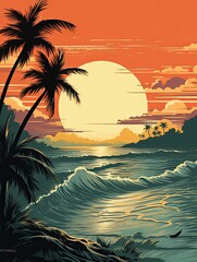 Retro Beachside Prints: Sunsets, Waves, and Vintage Seaside Art