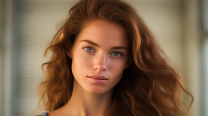 Naklejka premium A captivating photograph of a woman with radiant skin and natural beauty, a portrait that highlights the essence of healthy and luminous beauty