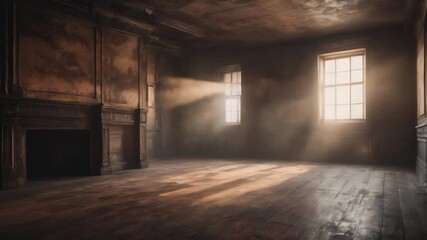 Fototapeta premium 3d grunge room interior with spotlight and smoky atmosphere background