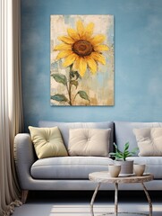 Retro Sunflower Canvas Pieces: Timeless Floral Art for Farmhouse Walls