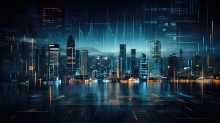 A high-tech photograph of a futuristic digital interface displaying real-time financial data, a scene that epitomizes the cutting edge of data visualization and financial technology