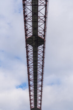 Steel Structure at the top of the Vizcaya Bridge, or Puente Colgante (&ldquo;Hanging Bridge&rdquo;) in Portugalete, Spain
