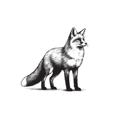 Hand Drawn Illustration of Fox on a white background