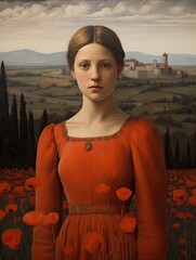 Timeless Tuscan Landscape Portraits: Vintage Landscape with Poppy Fields and Pines