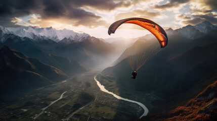 Skydiver in the mountains