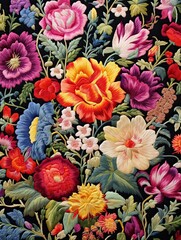 Floral Wonder: Vintage Traditional Embroidered Florals Art Print
