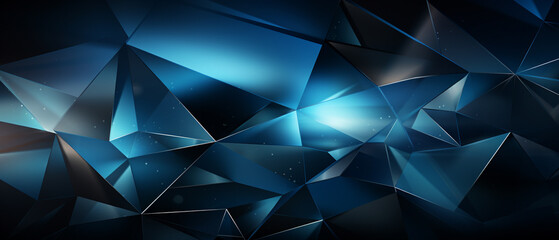 Intriguing abstract geometry: luminous blue triangles form dynamic polygons on a dark background, creating a visually captivating and modern design. Perfect for impactful visuals