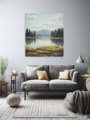 Tranquil Waterside Vistas: Serene Lakes Farmhouse Wall Art