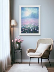 Tranquil Waterside Vistas Wall Art: Wildflower Reflections by the Water's Edge