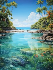 Tropical Paradise Panoramas: Lagoon Luxury Layers in Vibrant Field Painting
