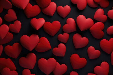 valentine background with hearts in Red and Black Colors