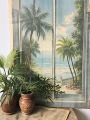 Vintage Coastal Postcards: Ocean Mist Print - Beach House View