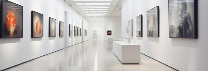 modern art gallery with many pictures of pictures. - obrazy, fototapety, plakaty