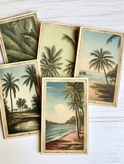 Vintage Coastal Postcards: Palm Trees & Tropical Farmhouse Art Print