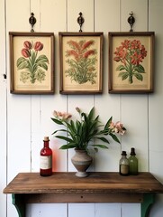 Whimsical Botanical Wall Hangings: Blooming Vintage Print for Decor