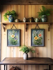 Whimsical Botanical Wall Hangings: Vintage Floral Cottage Style