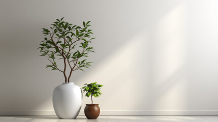 white wall with potted plant