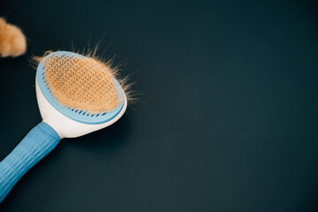Maintaining pet hygiene, A clump of cat hair and a comb symbolize the care and grooming involved in...