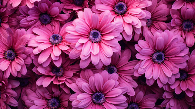Vibrant pink flowers bloom; floral background AI-generated Image