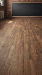 Naklejka premium Wooden floor with a blackboard