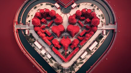 Selbstklebende Fototapeten Block of flats in the shape of a heart, in the style of surreal architectural landscape © Niklas