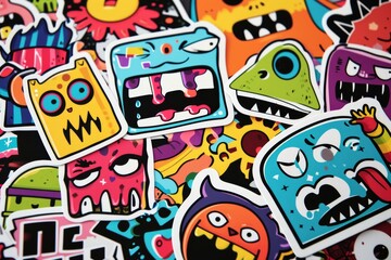 A vibrant and playful canvas of youthful expression, showcasing a delightful blend of hand-drawn cartoons, childlike art, vivid paintings, captivating graphics, and edgy graffiti