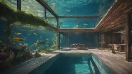 Obraz na płótnie Canvas Home in water Background Very cool 