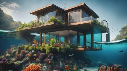 Obraz premium Home in water Background Very cool 