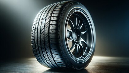 Car tires on a dark background. 3d illustration.