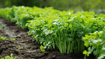 The cultivation and production of cilantro, a successful harvest.