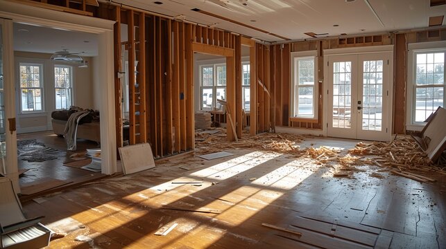 Demolishing a wall to create an open floor plan in home renovation project