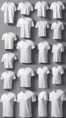 Set of isolated white t-shirts