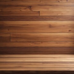 Naklejka premium Wooden tabletop at tropical paper texture wall,template mock up for display of product,business presentation.