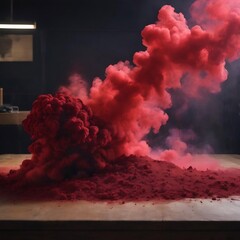 Red smoke in studio