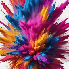 Obraz premium Explosion of colored powder on white background