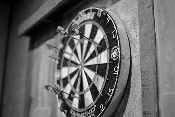Black and white dart board