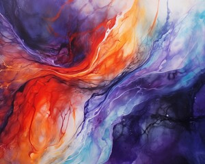 Abstract Universe with Watercolor, Oil, Ink, Acrylic Art, Marbled Background, Ideal for Interior Decor and Print