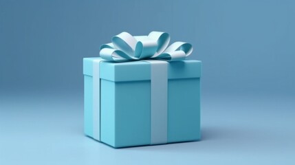 Obraz premium Blank blue gift box showcase display mock up stand Ai Generative